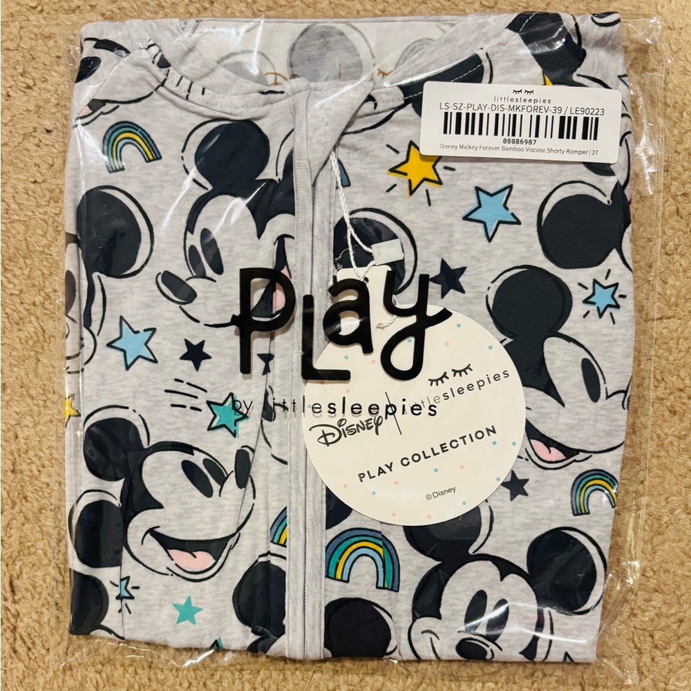 Little sleepies Disney Mickey Mouse forever shorty Pajama nib 2T